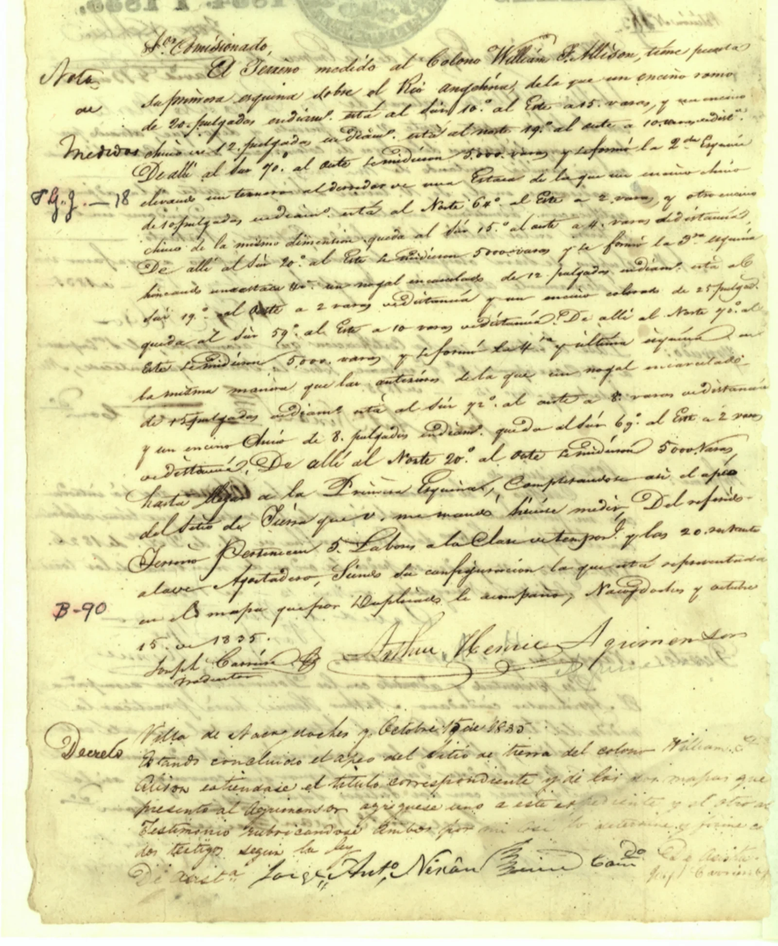 Allison, William F Original Cursive Land Grant & Field Notes (Rusk County, Abstract A-1)